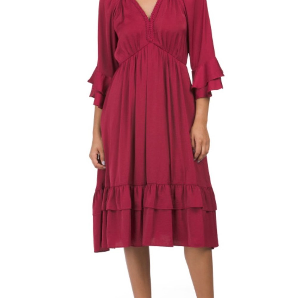 KOBI HALPERIN Bryant Ruffle Trim Dress NWT
